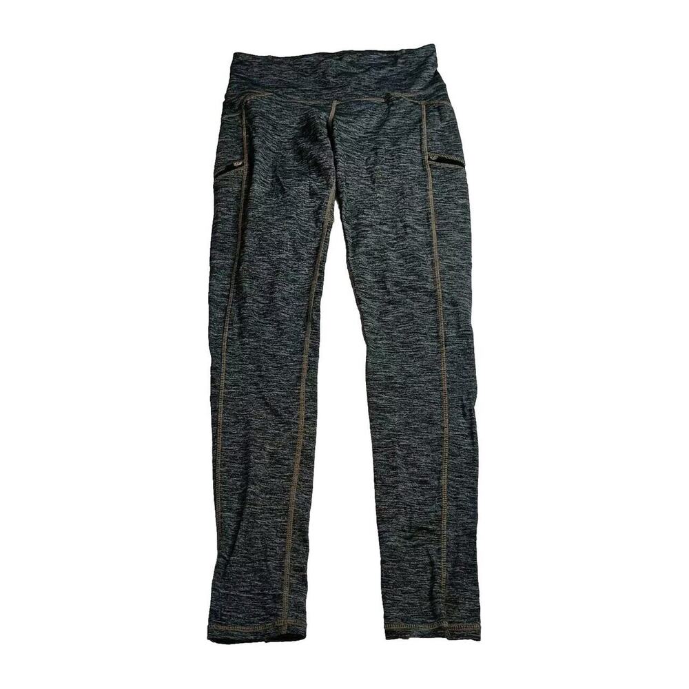 Athleta Cozy Drifter Leggings Women’s XS Marled Gray Zipper Pockets Mid Waist
